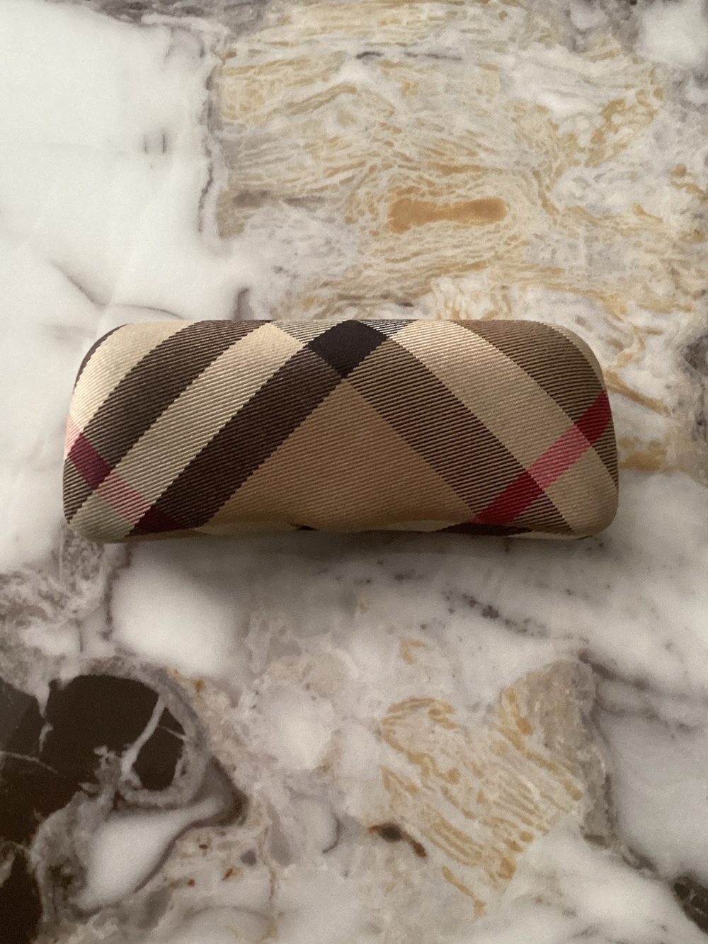 Burberry Tan Brown and Cream Plaid Eyewear Case